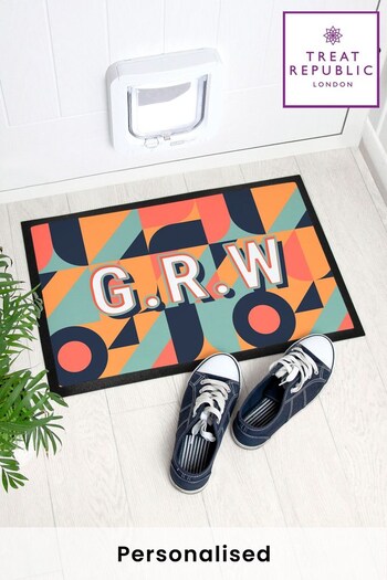 Personalised Retro Pattern Indoor Doormat by Treat Republic (Q16737) | £30