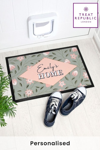 Personalised Spring Blossoms Indoor Doormat by Treat Republic (Q16740) | £30