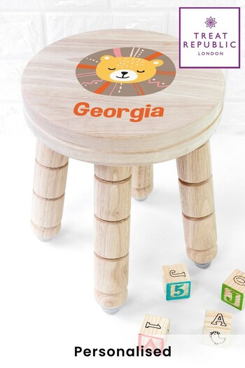 Personalised Cute Lion Kids Stool by Treat Republic (Q16757) | £35