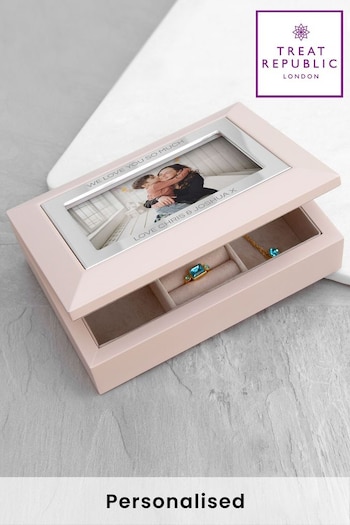 Personalised Nude Pink and  Silver Photo Jewellery Box by Treat Republic (Q16761) | £30
