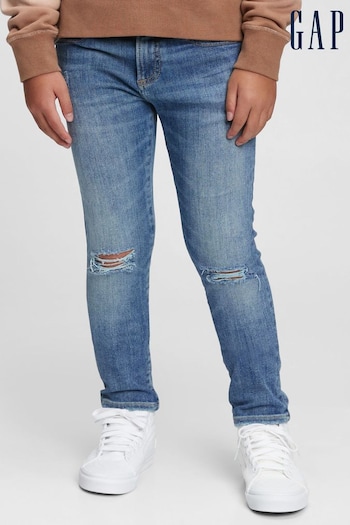 Gap Light Wash Blue Distressed Stretch Skinny Washwell Jeans (4-16yrs) (Q16865) | £25