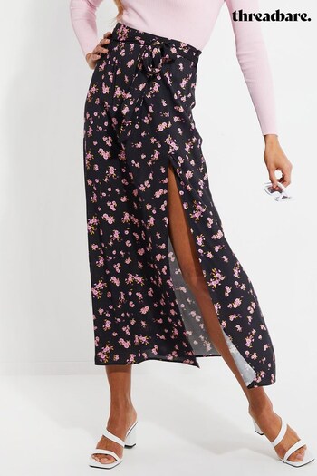 Threadbare Black Midi Skirt With Belt (Q16920) | £30