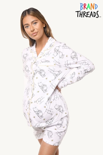 Brand Threads White Winnie The Pooh Disney Ladies BCI Cotton Maternity Pyjamas XS - XL (Q16929) | £24