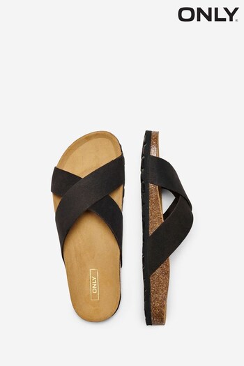 ONLY Black Cross Suede Slip On Sandals (Q17234) | £35