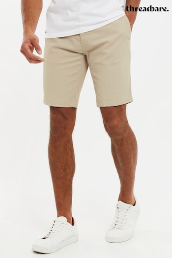 Threadbare Stone Cotton Slim Fit Chino Shorts With Stretch (Q17401) | £22