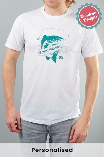 Personalised Men's Gone Fishing T-Shirt by Oakdene Designs (Q17465) | £18
