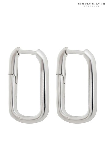 Simply Silver Sterling Silver 925 Mini Rectangle Hoop Earrings (Q17970) | £25