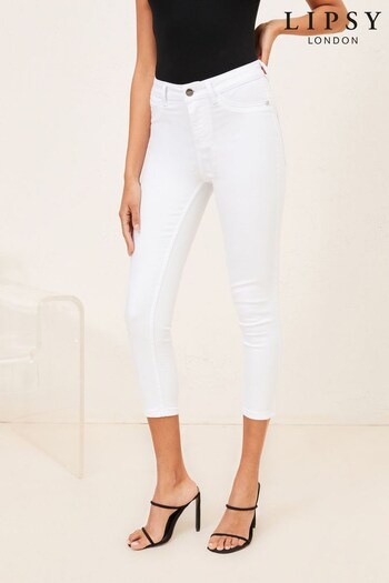 Lipsy White Crop Mid Rise Skinny Kate Jeans (Q18121) | £12