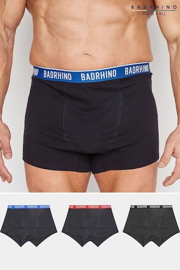 BadRhino Big & Tall Black 3 Pack Waistband Boxers (Q19142) | £24