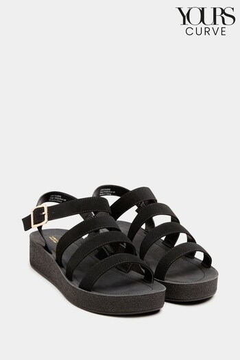 Yours Curve Black Extra-Wide Fit Sporty Multi Strap Sandals (Q19278) | £31