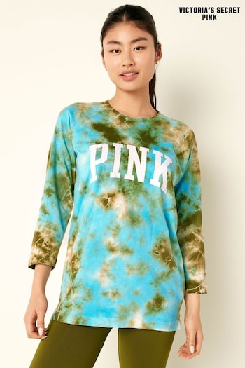 Victoria's Secret PINK Under Water Tie Dye Cotton / Sleeve Campus Baseball T-Shirt (Q19465) | £36