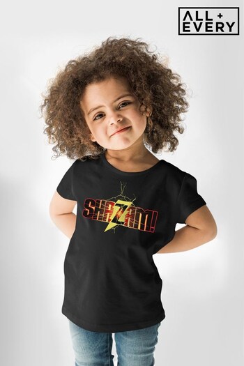 All + Every Black Justice League Shazam Logo Kids T-Shirt (Q19619) | £19
