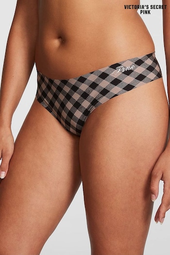 Victoria's Secret PINK Iced Coffee Brown Plaid No Show Thong Knickers (Q19700) | £9