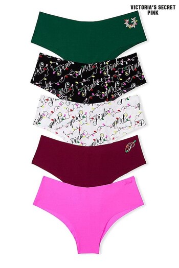 Victoria's Secret PINK Garnet Green/Pure Black/Pink Berry/Optic White Cheeky Smooth No Show Knickers Multipack (Q19706) | £25