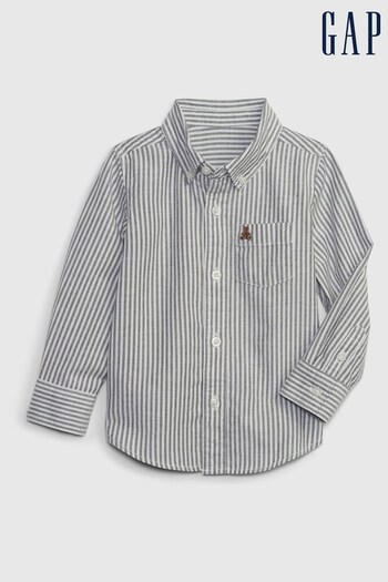 Gap Grey Organic Cotton Brannan Bear Stripe Shirt (Q20201) | £18
