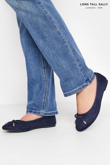 Long Tall Sally Blue Wide-Fit Ballerina Faux Suedette Pumps (Q20401) | £23