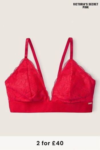 Victoria's Secret PINK Red Pepper Lace Unlined Triangle Bralette (Q20409) | £26