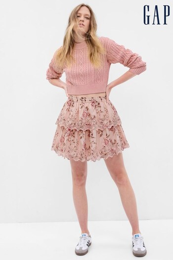 Gap Pink LoveShackFancy Floral Flippy Skirt (Q20665) | £55