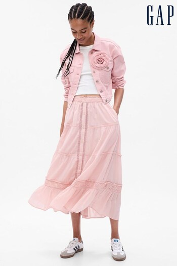 Gap Pink LoveShackFancy Tiered Maxi Skirt (Q20666) | £70