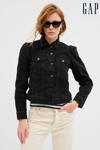 Gap Black Puff Sleeve Denim Jacket with Washwell (Q21031) | £70