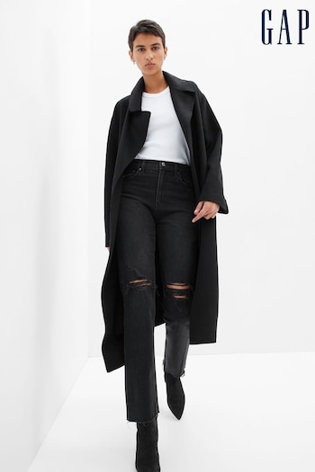 Gap Black High Waisted Ripped Straight Jeans Ferretti with Washwell (Q21042) | £65