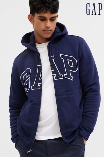 Gap Navy Logo Sherpa-Lined Zip Up Hoodie (Q21064) | £60