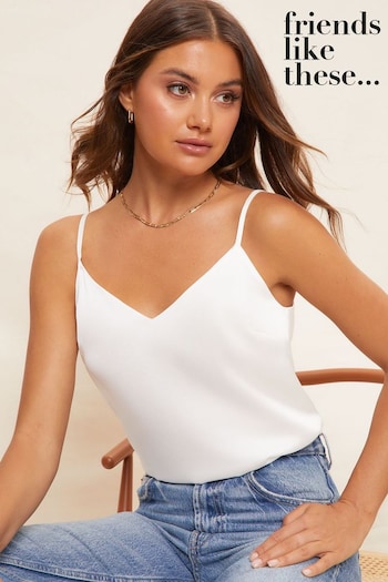 Friends Like These Ivory White Strappy Sleeveless Satin Cami Top (Q21119) | £19