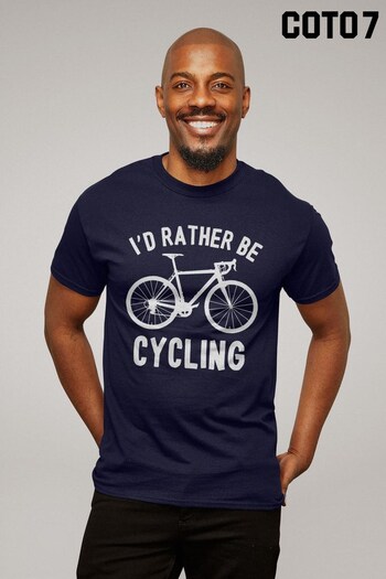 Coto7 Navy Id Rather Be Cycling Men's T-Shirt (Q21418) | £21