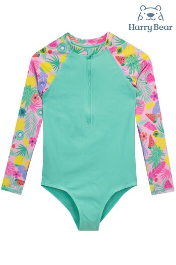 Harry Bear Pink Tropical Girls  Swimsuit (Q21461) | £19