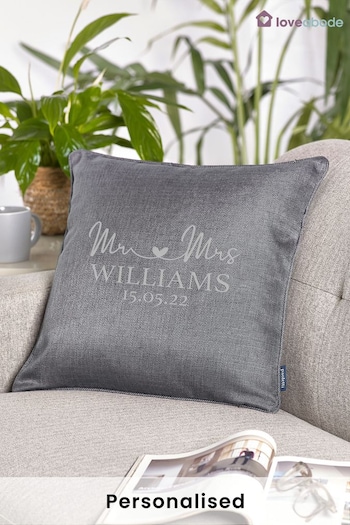 Personalised Mr & Mrs Date Cushion by Loveabode (Q22009) | £20