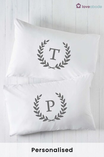 Personalised Monogram Initial Pair of Pillowcases by Loveabode (Q22014) | £18