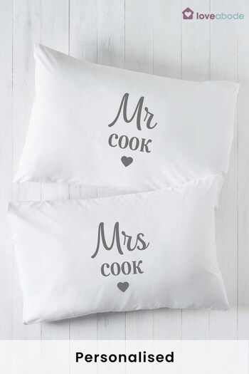 Personalised Mr & Mrs Pair of Pillowcases by Loveabode (Q22015) | £18