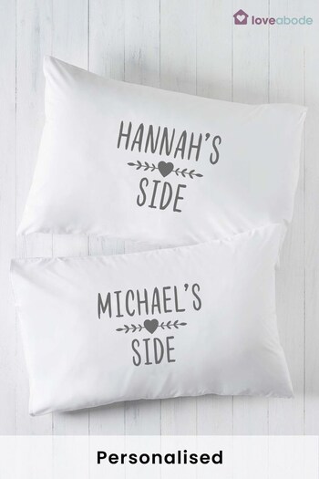Personalised Your Side, My Side Pillowcases  by Loveabode (Q22016) | £18