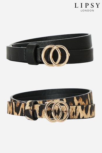 Lipsy Black Two Pack Double Ring Belt (Q22052) | £16