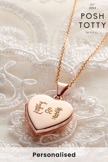 Personalised Floral Wedding Initials Heart Locket by Posh Totty Designs (Q22274) | £105