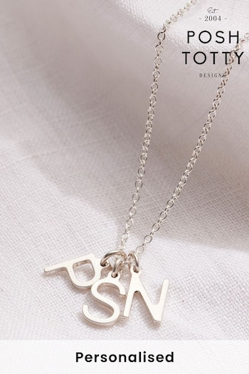 Personalised Family Letter Initial Necklace by Posh Totty Designs (Q22275) | £59