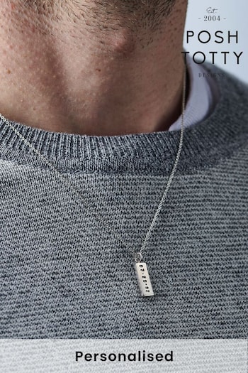 Personalised Men’s Silver Tag Necklace by Posh Totty Designs (Q22281) | £49