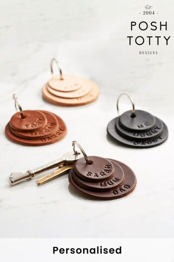 Personalised Family Names Leather Keyring by Posh Totty Designs (Q22284) | £25