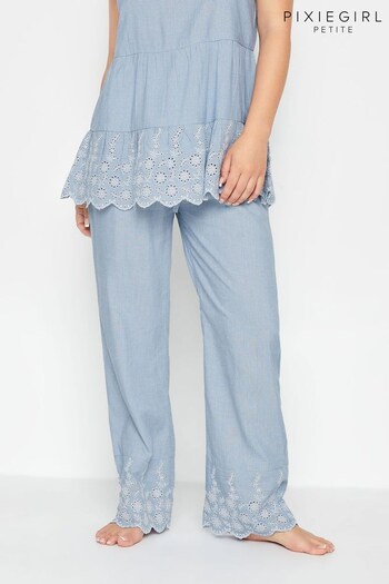 PixieGirl Petite Blue Broderie Hem Pyjama (Q22293) | £27