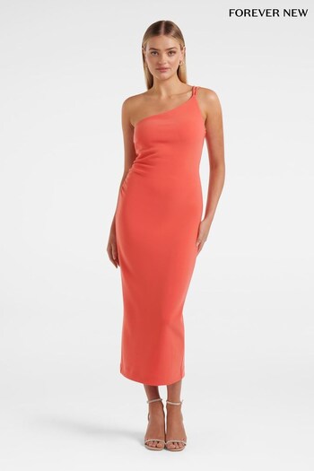 Forever New Orange Christina One Shoulder Bodycon Midi Dress (Q22316) | £110