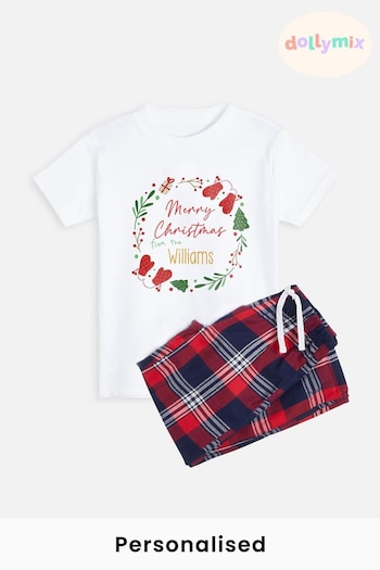 Personalised Christmas Wreath Toddler Pyjamas by Dollymix (Q22323) | £30