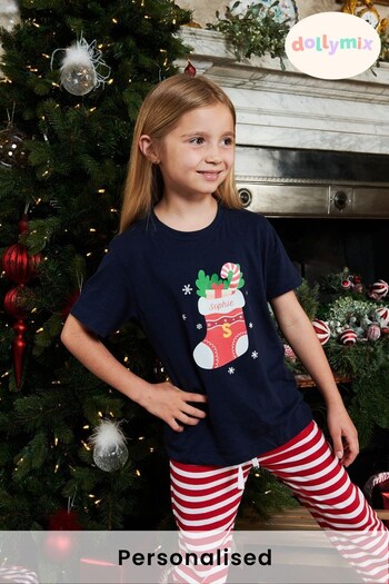 Personalised Christmas Stocking Girls Pyjamas by Dollymix (Q22327) | £30