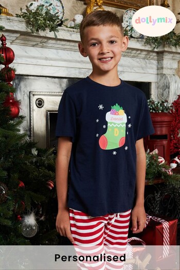 Personalised Christmas Stocking Boys Pyjamas by Dollymix (Q22328) | £30