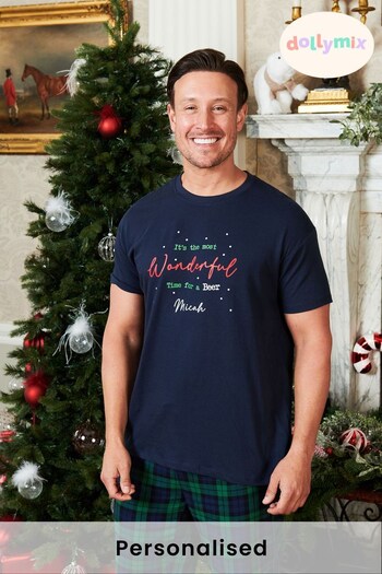 Personalised Christmas Wonderful Time Mens Pyjamas by Dollymix (Q22395) | £30