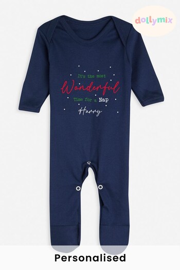 Personalised Christmas Wonderful Time Babygrow by Dollymix (Q22396) | £20.20