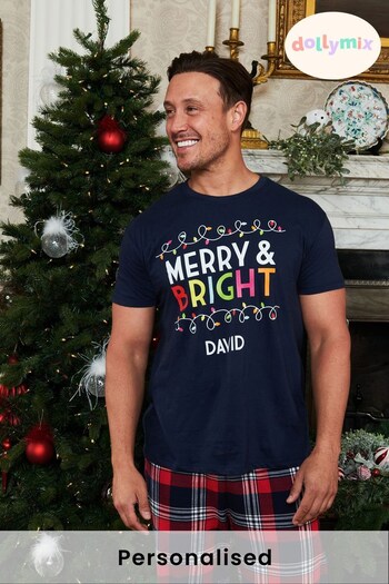 Personalised Christmas Merry And Bright Mens Pyjamas by Dollymix (Q22401) | £30