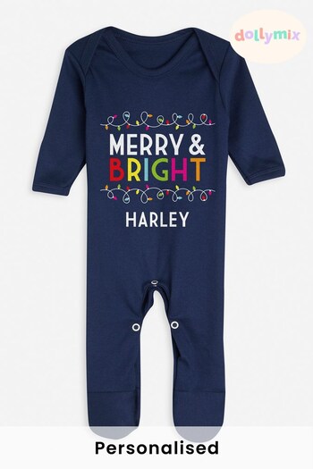 Personalised Christmas Merry And Bright Babygrow by Dollymix (Q22402) | £20.20