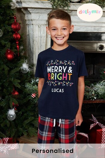 Personalised Christmas Merry And Bright Boys Pyjamas by Dollymix (Q22404) | £30