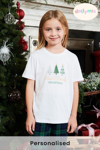 Personalised Christmas Tree Girls Family Pyjamas by Dollymix (Q22417) | £30