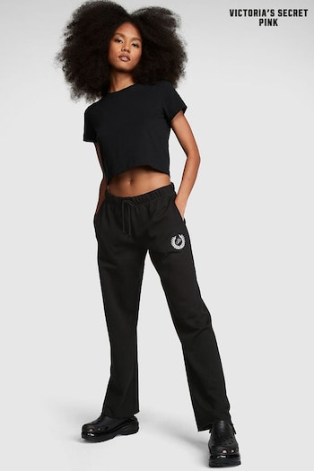 Victoria's Secret PINK Pure Black Fleece Wide Leg Jogger (Q22677) | £39